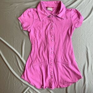 UNIONBAY Pink Puff Sleeve Polo Dress